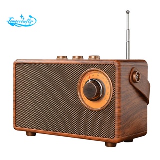 1 Set Retro FM Radio Portable Wooden Radio Bluetooth Radio Bass Speaker Handsfree MP3 Player Support USB/TF Card/AUX Play