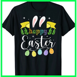 【2023】เสื้อยืดผ้าฝ้ายพิมพ์ลายคลาสสิก เสื้อยืด พิมพ์ลายกระต่ายอีสเตอร์ Happy Easter 2022