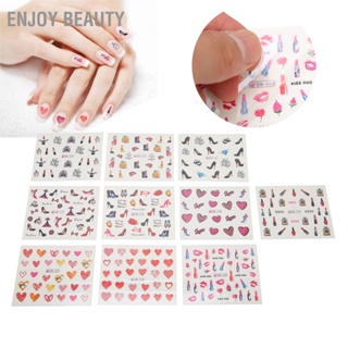 Enjoy Beauty สติ๊กเกอร์ติดเล็บ 10 แผ่น/ชุด ลิปสติก รองเท้าส้นสูง สติ๊กเกอร์ลาย กาวติดเล็บ