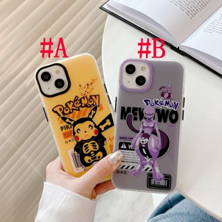 เคสแข็ง สำหรับ ไอโฟน iPhone 14 Pro Max iPhone 13 Pro Max iPhone 12 Pro Max iPhone 11 Cartoon Pokemon โปเกมอน Pikachu ปิกาจู &amp; คู่หู Mewtwo Hard Case