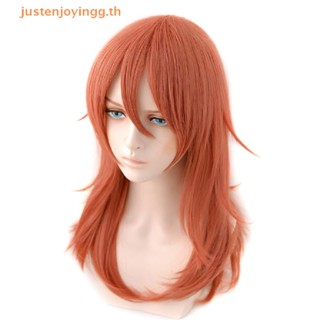 { justenjoyingg.th } Chain Man Cosplay Angel Devil Long Wig Christmas Dark Orange Color Wig Cosplay Anime Wigs Heat Resistant Synthetic Wigs .