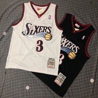 ขายดี ลูกสูบ Philadelphia 76ers Iverson No. เสื้อกีฬาบาสเก็ตบอล ปักลาย NBA สไตล์เรโทร 3 ชิ้น 671077