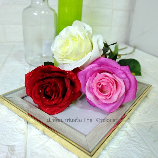 ดอกกุหลาบหยดน้ำ ( PF-F2002) ดอกไม้ปลอม  เสมือนจริง (สินค้าพร้อมส่ง มีบริการเก็บเงินปลายทาง)