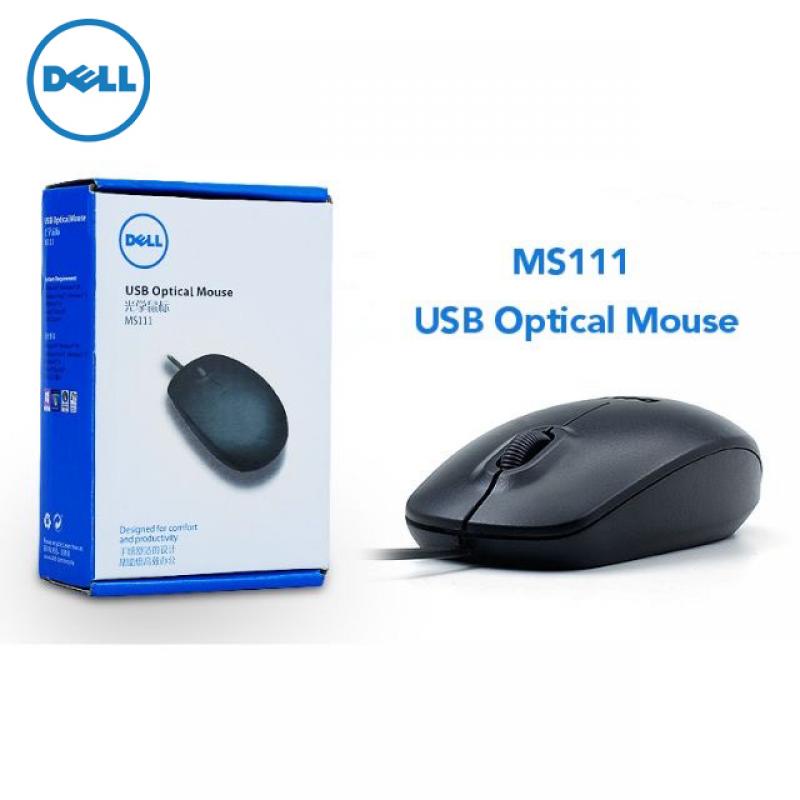 Dell MS111 เมาส์ออปติคอลเล่นเกม USB 3 ปุ่มกด สําหรับสํานักงาน