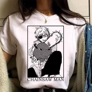 tshirt เสื้อยืด ผ้าฝ้าย 100% พิมพ์ลายกราฟฟิค อนิเมะ Chainsaw Man สไตล์ฮาราจูกุ สําหรับผู้ชาย และผู้หญิง(S-5XL)