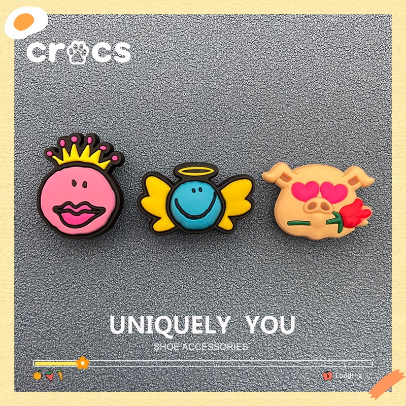Crocs jibbitz charms อุปกรณ์เสริมรองเท้า ลายการ์ตูนดอกไม้ สําหรับ crocs charm Clog