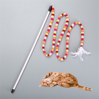 Cat Toys Cute Funny Colorful Rod Teaser Wand Plastic Pet Toys for Cats Interactive Stick Cat Supplies