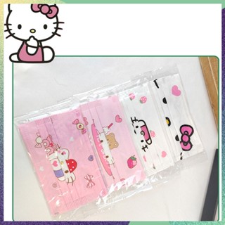 [ร้อน] 10ชิ้นการ์ตูน Hello Kitty รูปแบบการพิมพ์เด็ก3ชั้นหน้ากากป้องกันทิ้งเด็กหน้ากากใบหน้า