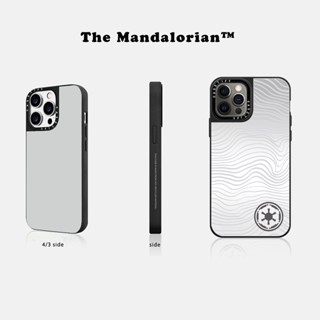 Casetify X The Mandalorian Beskar Ingot Limited Edition เคสโทรศัพท์มือถือแบบกระจกแข็ง ลายโลโก้แกะสลักด้านข้าง สีดํา สีเงิน สําหรับ IPhone 12 13 14 Pro Max