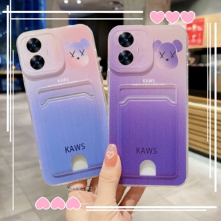 เคสโทรศัพท์มือถือแบบนิ่ม Tpu ใส กันกระแทก ลายการ์ตูนหมี ไล่โทนสี พร้อมช่องใส่บัตร สําหรับ Realme C55 C30 C30s C33 C35 C25 C20 C21 C12 C15 C21Y C25Y C20A