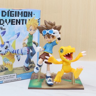 โมเดลฟิกเกอร์ PVC รูปปั้นอนิเมะ Bandai Digimon Adventure Yagami Taichi Agumon DXF ขนาด 17 ซม. ของเล่นสะสม สําหรับเด็ก