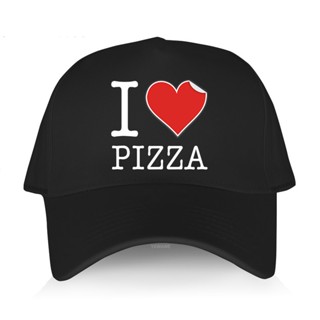 Ohce 【พร้อมส่ง】ขายดี หมวกเบสบอล ผ้าฝ้าย ลายโลโก้ I LOVE PIZZA สีดํา ปรับได้ เหมาะกับฤดูร้อน สําหรับผู้ชาย และผู้หญิง