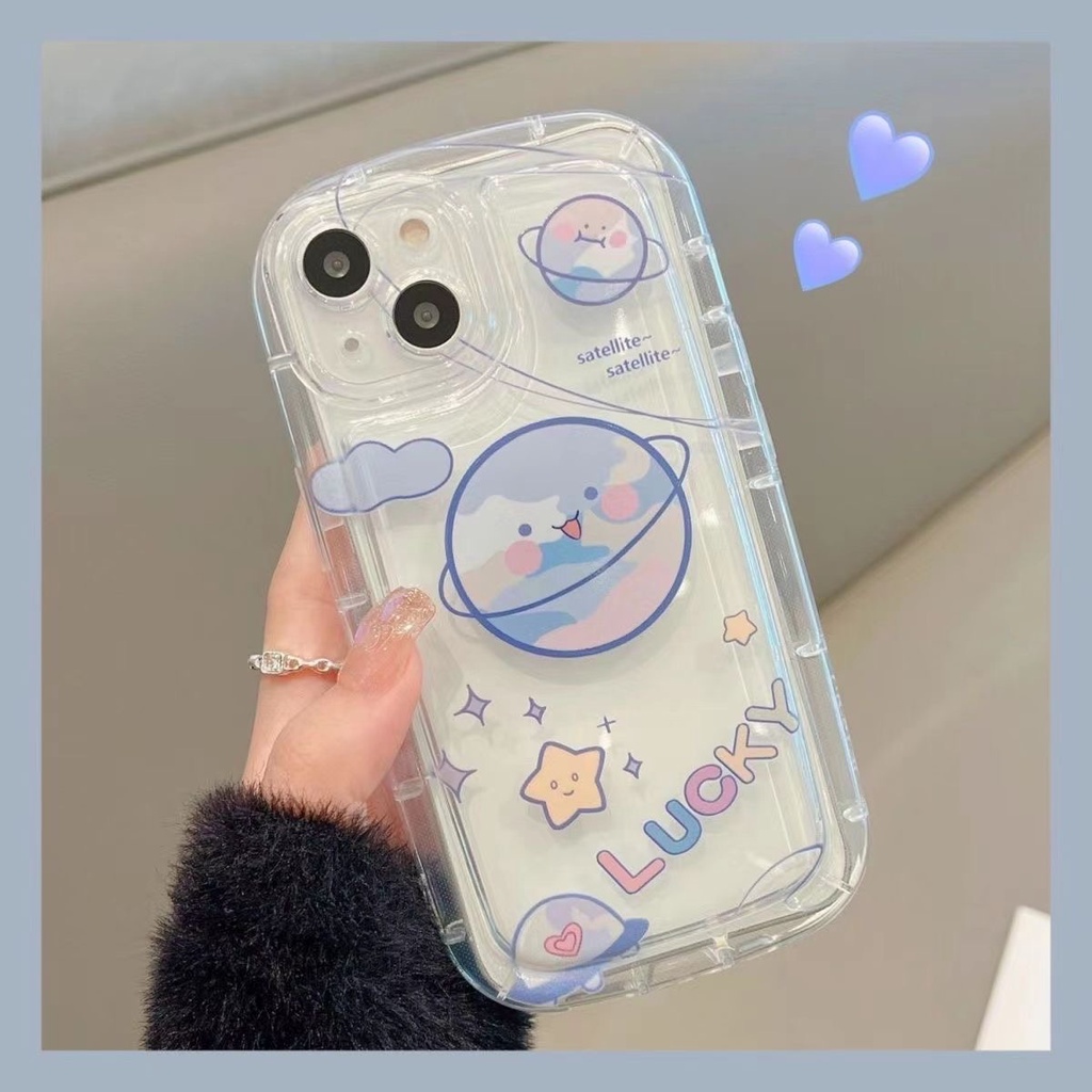 เคสโทรศัพท์มือถือซิลิโคน TPU นิ่ม แบบใส กันกระแทก ลายการ์ตูนดาวเคราะห์ สําหรับ iPhone 15 11 14 13 12 Pro XS Max X XR 7 8 Plus