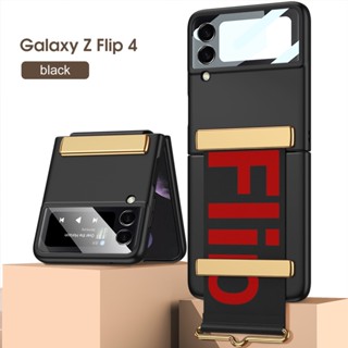 สําหรับ Samsung Galaxy Z Flip4 เคส Flip3 เคส Flip2/1 สายรัดข้อมือ พร้อมพลิกตัวอักษร เคสกันกระแทก