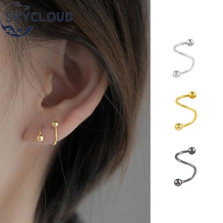 Skycloud 1 ชิ้น พังก์ เงิน ทอง สีดํา บิด สองลูก สกรู ต่างหู สําหรับผู้หญิง ผู้ชาย เท่ มินิมอล เจาะ ต่างหูสตรีท ผับ ป้องกันการแพ้ แฟชั่น เครื่องประดับหู