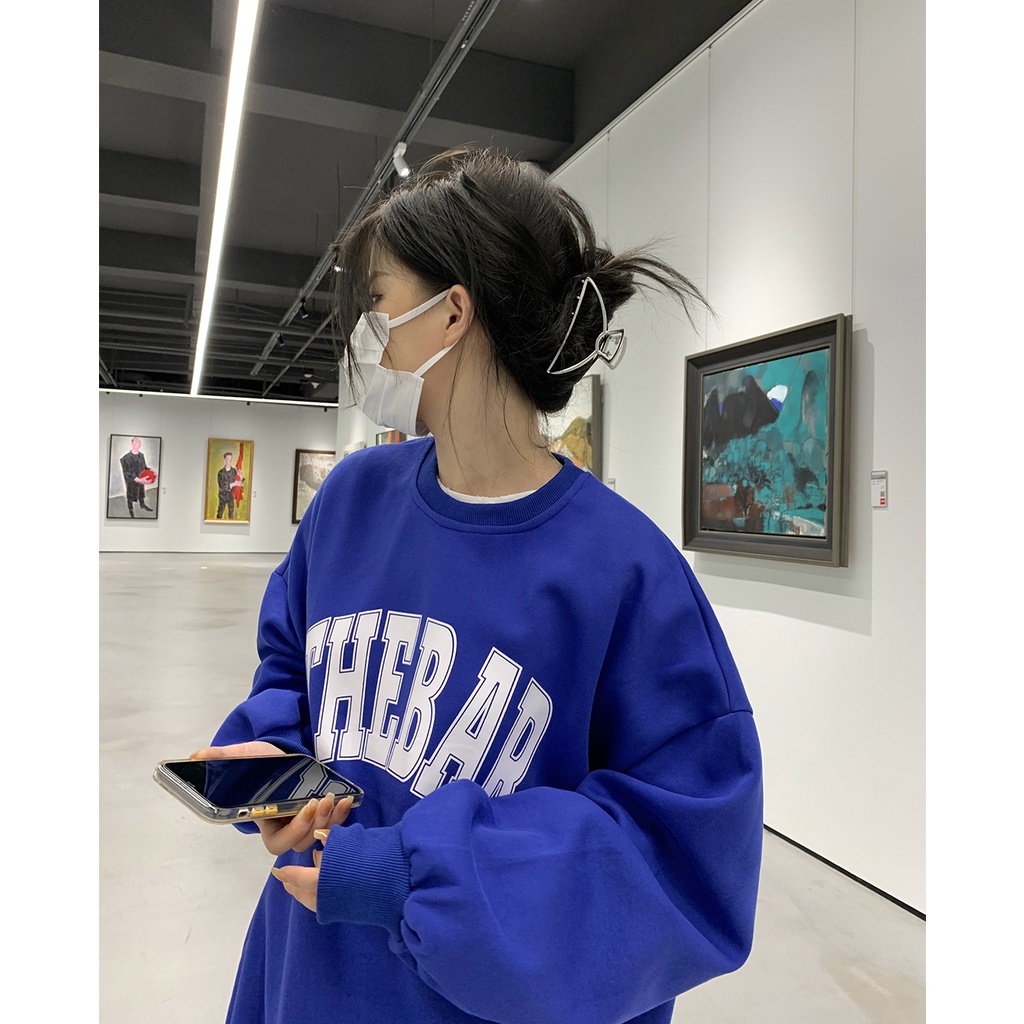 ส่งไวจากไทย TAYCEN เสื้อสเวตเตอร์ ลายตัวหนังสือ แขนยาว สไตล์เกาหลี โอเวอร์ไซซ์ สำหรับผู้หญิง