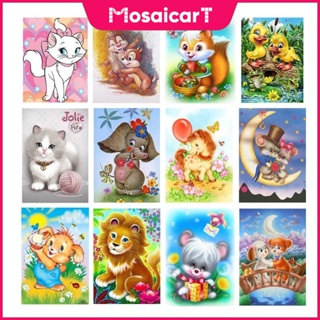 (พร้อมส่ง) ภาพวาดปักเพชร ทรงกลม แนวโมเสก ลายสัตว์ 5D ขนาด 30x40 ซม. 40x50 ซม. สําหรับแขวนตกแต่งบ้าน DIY