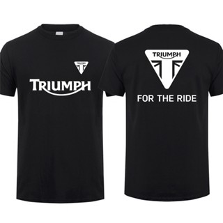 เสื้อยืดแขนสั้นลําลอง พิมพ์ลายโลโก้ Triumph ขนาดใหญ่ โอเวอร์ไซซ์ สําหรับผู้ชาย ไซซ์ S - 3XL