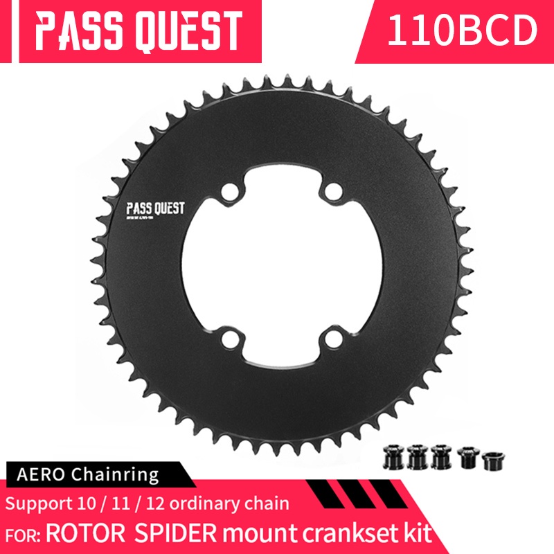 PASS QUEST ROTOR 110BCD ฟันกว้างและแคบ Chainring รอบ/Oval Road Bike ปิดแผ่น 40T-58T สําหรับ DI2 จักร