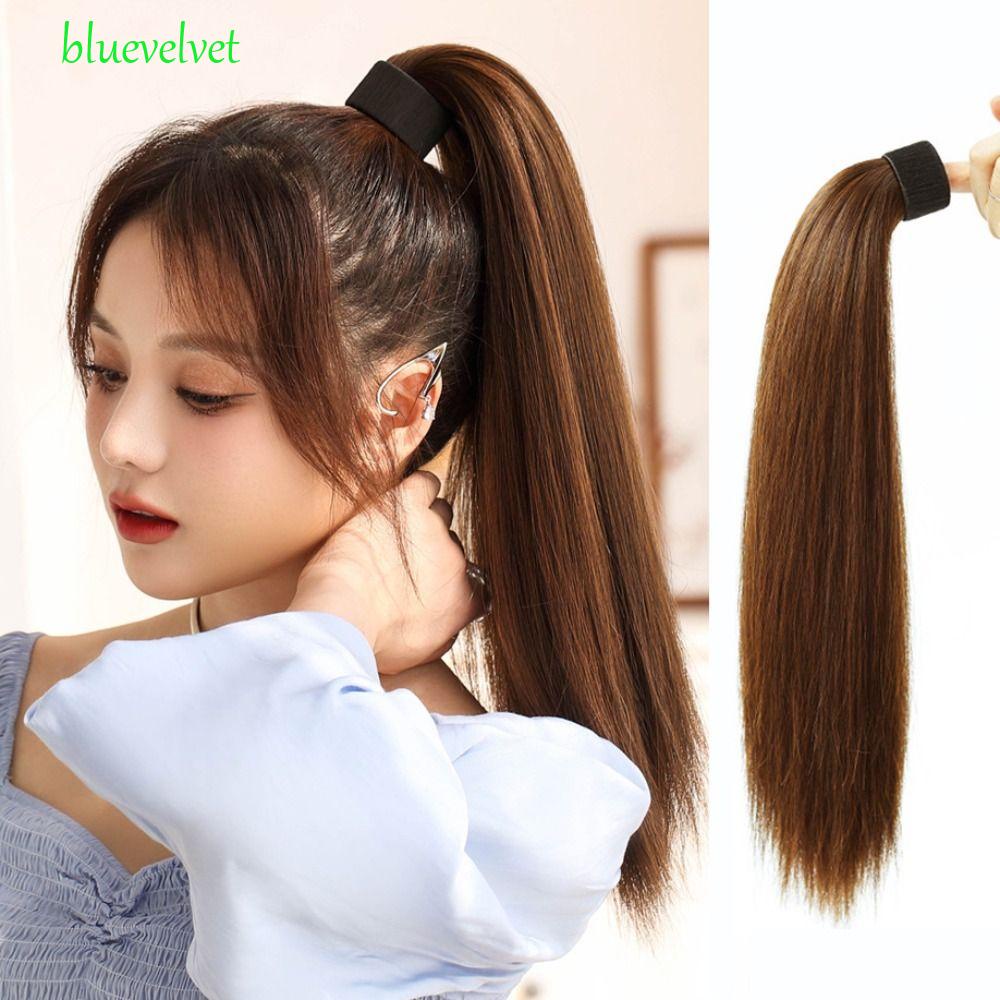 Bluevelvet กิ๊บติดผมหางม้า ยาวตรง น่ารัก เรียบลื่น หวานแหวว สีน้ําตาล ในงานปาร์ตี้ มองไม่เห็น สีดํา เครื่องประดับผม