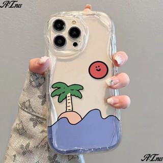 ✅เคสป้องกันโทรศัพท์มือถือใส แบบนิ่ม ลายต้นมะพร้าว กันกระแทก สําหรับ Apple iPhone 14 13promax 12 11 7 8p xs r T5PU