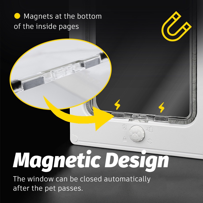 HamshMoc พนัง ประตูสัตว์เลี้ยงเงียบแมวประตูขนาดใหญ่พิเศษทนทานที่มีการล็อคความปลอดภัยปิดอัตโนมัติติดตั้งง่ายขนาดใหญ่พิเศษสําหรับแมว - รูปที่ 3