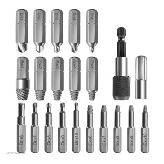 【seve*】 22Pcs Damaged Screw Extractor Kit Disassemble Screws Bolt Stud Slip Teeth Demolish Stripped Broken Remover Tools