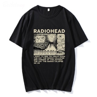 [S-5XL] เสื้อยืดผ้าฝ้าย 100% พิมพ์ลาย Radiohead สไตล์ฮิปฮอปร็อค โอเวอร์ไซซ์ โอเวอร์ไซซ์ สําหรับผู้ชาย และผู้หญิง