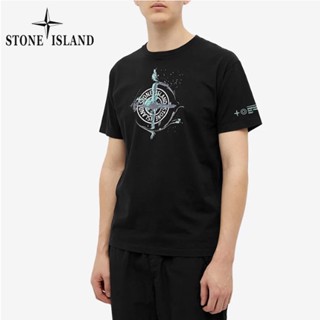 เสื้อยืดคอกลม แขนสั้น ผ้าฝ้าย ผ้าเรยอน ลาย Stone Island ของแท้ เหมาะกับฤดูร้อน สไตล์สปอร์ต สําหรับผู้ชาย และผู้หญิง