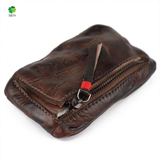Vintage Mens Genuine Leather Mini Coin Purse Card Case Holder Wallet Clutch Male Short Zipper Small Change Bag