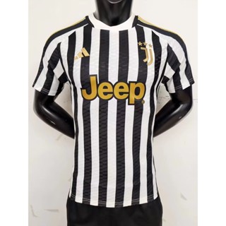 เสื้อกีฬาแขนสั้น ลายทีมชาติฟุตบอล Juventus 2324 ชุดเยือน ไซซ์ S-XXL สีดํา และสีขาว