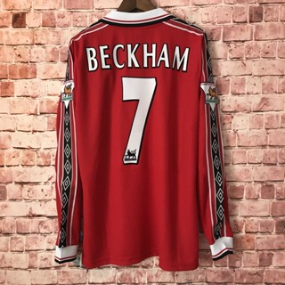 เสื้อกีฬาแขนยาว ลายทีมแมนเชสเตอร์ยูไนเต็ด เบอร์ 9899 ชุดยูนิฟอร์มฟุตบอล Beckham สไตล์เรโทรคลาสสิก 7 ชิ้น