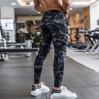 Workoutwolf Exercise Camouflage Compression Pants Mens Spring and Autumn Slim Fit Thin High Elastic Breathable Muscle Workout Training Trousers c0aI