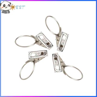 ❉THEBEST❉100pcs Stainless Steel Window Shower Curtain Rod Clips Rings Drapery Clips