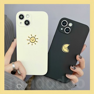 Straight Edge Casing OPPO เคสreno10 Reno 10 8T 8 7 6 5 4 3 2 Pro 8z 7z 6z 5z 5f 4f 4Z 2Z 2F Reno8 Reno7 Z Reno4 Reno5 F Reno6 4G 5G Cute Cartoon Sun moon Couple Simple Phone Case Fine Hole Shockproof Soft Back Cover MDD 31