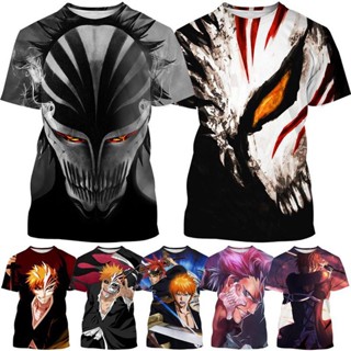 ชุดอะนิเมะ! เสื้อยืดลําลอง แขนสั้น คอกลม พิมพ์ลายอนิเมะ BLEACH 3 มิติ พลัสไซซ์ สไตล์ญี่ปุ่น สําหรับผู้ชาย XS-5XL