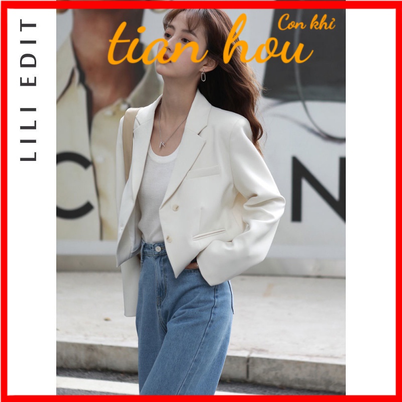 เสื้อแจ็กเก็ตสูท ตัวสั้น สีขาว ขนาดเล็ก ระดับไฮเอนด์ แฟชั่นฤดูใบไม้ผลิ และฤดูใบไม้ร่วง สําหรับผู้หญิง 2022