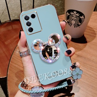 ใหม่ เคสโทรศัพท์มือถือแบบนิ่ม ลายกระต่ายน่ารัก 3D พร้อมกระจก และสายคล้องมือ และขาตั้ง และสายคล้อง สําหรับ VIVO V29 5G Y02T Y02A 4G VIVOV29 2023