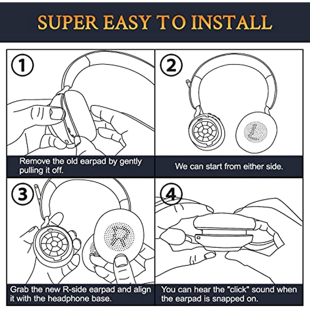 แผ่นรองหูฟังสําหรับ Jabra Evolve2 65 (65MS 65UC USB)/Evolve2 40 (40UC 40MS USB)/Elite 45h ชุดหูฟังไร้สายชนิดใส่ในหู