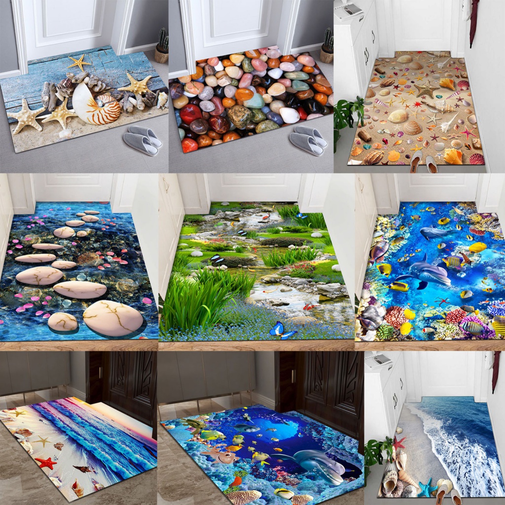 ตกแต่งบ้าน  พรมปูพื้น กันลื่น พิมพ์ลายดอกไม้ 3 มิติ สร้างสรรค์ สําหรับห้องนอน ห้องนั่งเล่น ห้องครัว ห้องน้ํา ราคาพิเศษ