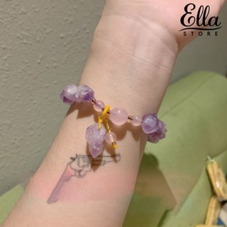 Ellastore123 กําไลข้อมือ ประดับหินโปร่งแสง ไล่โทนสี เครื่องประดับ สําหรับผู้หญิง