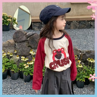 100% cotton children, children, children, girls, 2022 autumn and winter New Korean style plug-in stitching long-sleeved T-shirt base shirt