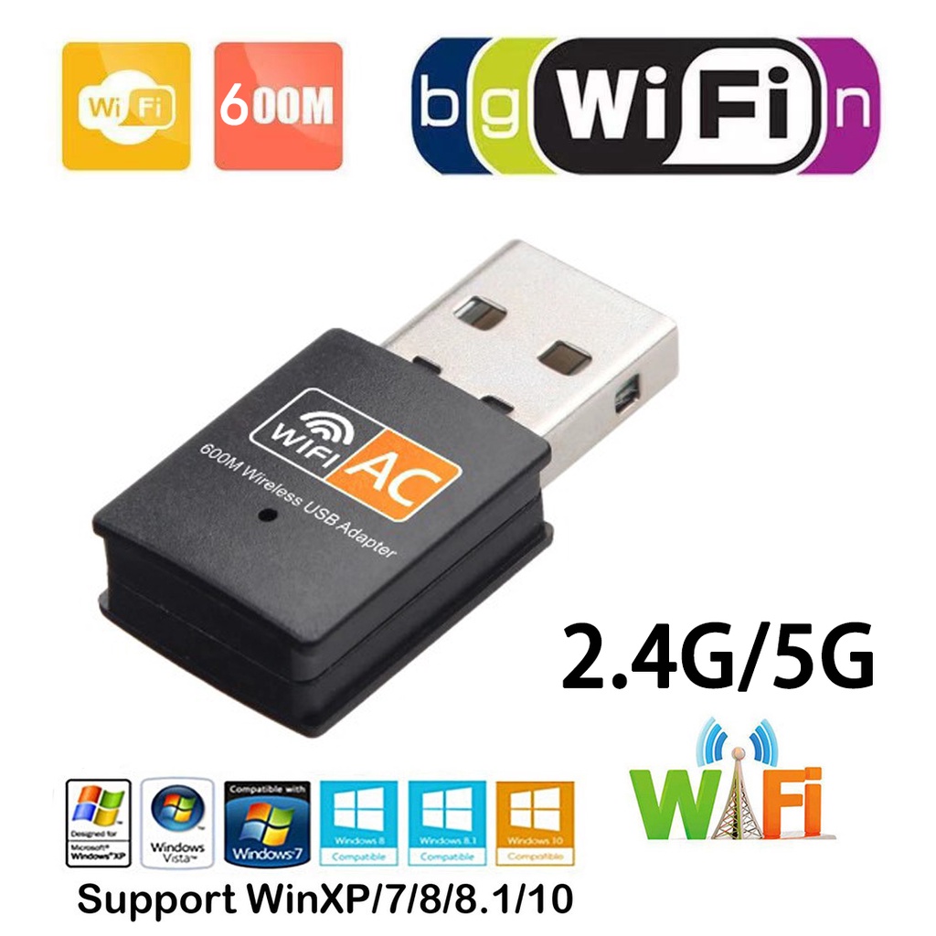 ✨<รับประกัน30วัน>รุ่นใหม่ USB WIFI 2.4GHz+5GHz 600Mpbs ตัวรับสัญญาณ wifi