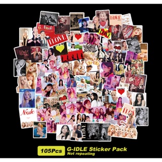 สติกเกอร์โปสเตอร์ ลายการ์ตูนโลโก้ Kpop Girl Group G-IDLE สําหรับติดตกแต่ง 105 ชิ้น