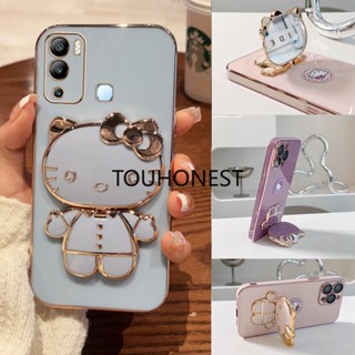 เคส INFINIX Hot 12 Play เคส infinix Hot 20S Hot 12i Cover infinix Hot 20i Hot 10 Lite Casing infinix Hot 20 play Case infinix Hot 8 Pro Hot 9 Pro Case Cute Anime Cartoon Vanity Mirror Hello Kitty Holder Phone Case With Metal Sheet TK โทรศัพท์มือถือ