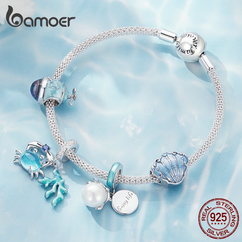 Bamoer ลูกปัดเงิน รูปเต่า เรือดําน้ํา เต่า เปลือกหอย ของขวัญวันเกิด SCC2504