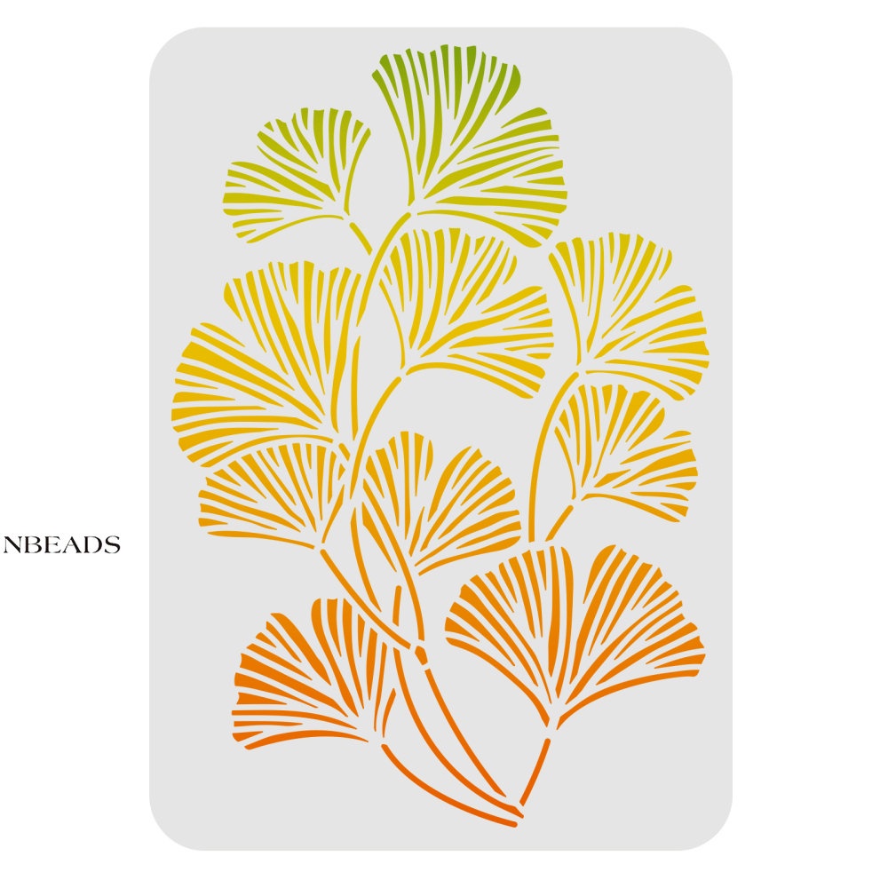1pc Ginkgo Leaf Stencils 29.7x21cm Plastic Gingko Leaves Drawing Painting Stencils Gingko Leaves Pattern Wall Stencils Reusable Stencils for Painting on Wood Floor Wall and Tile