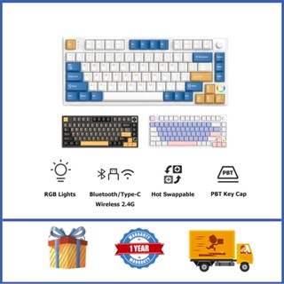 HELLO GANSS HS75T Pro Wireless Mechanical Keyboard 75% Layout RGB Hot Swappable Gaming Keyboard With Knob