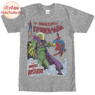 เสื้อ ยืด ราคา ส่ง Mens Marvel Spider-Man Madness Of Mysterio T-Shirt men เสื้อ ยืด ผู้ชาย คอกลม โอเวอร์ ไซสS-5XL