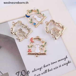 # Wednesreborn.th # 10 ชิ้น / ล็อต เคลือบโลหะผสม ดาว ดวงจันทร์ แมว Ch จี้โลหะ DIY เครื่องประดับ ค้นพบ #